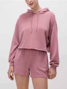 Krótka bluza z kapturem - jasnofioletowy