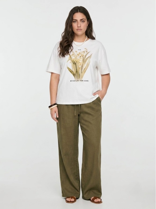 spodnie damskie wide lniane khaki medisa 303