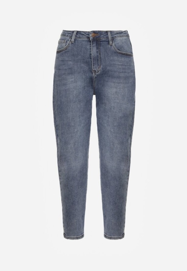 Niebieskie Casualowe Jeansy Mom Fit High Waist Nellanea