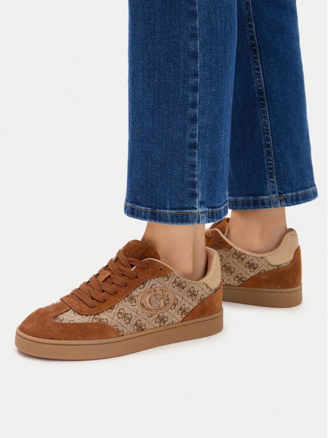 Guess Sneakersy FLTJAC LEA12 Brązowy
