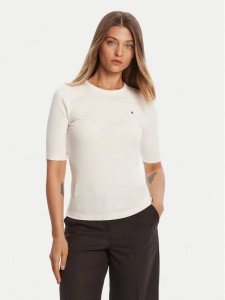 Tommy Hilfiger Bluzka WW0WW47308 Écru Slim Fit