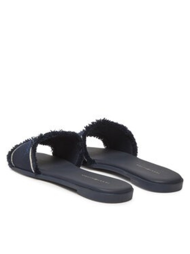 Tommy Hilfiger Klapki Fringe Canvas Flat Sandal FW0FW08908 Granatowy