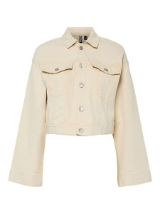 Pieces Kurtka dżinsowa "Vala" w kolorze beżowym rozmiar: L