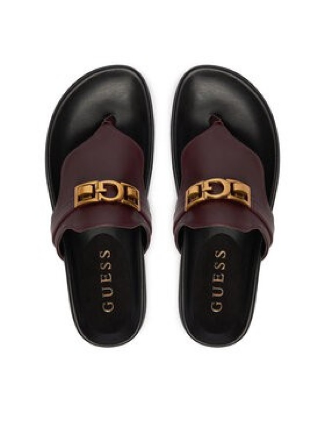 Guess Japonki FLJFRR LEA03 Bordowy