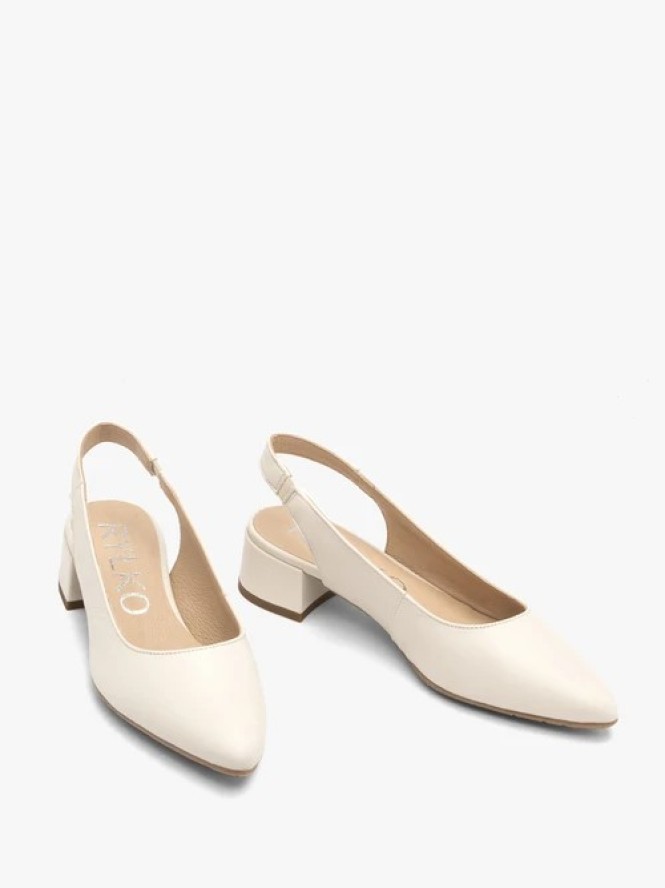 Kremowe czółenka slingback bez pięty