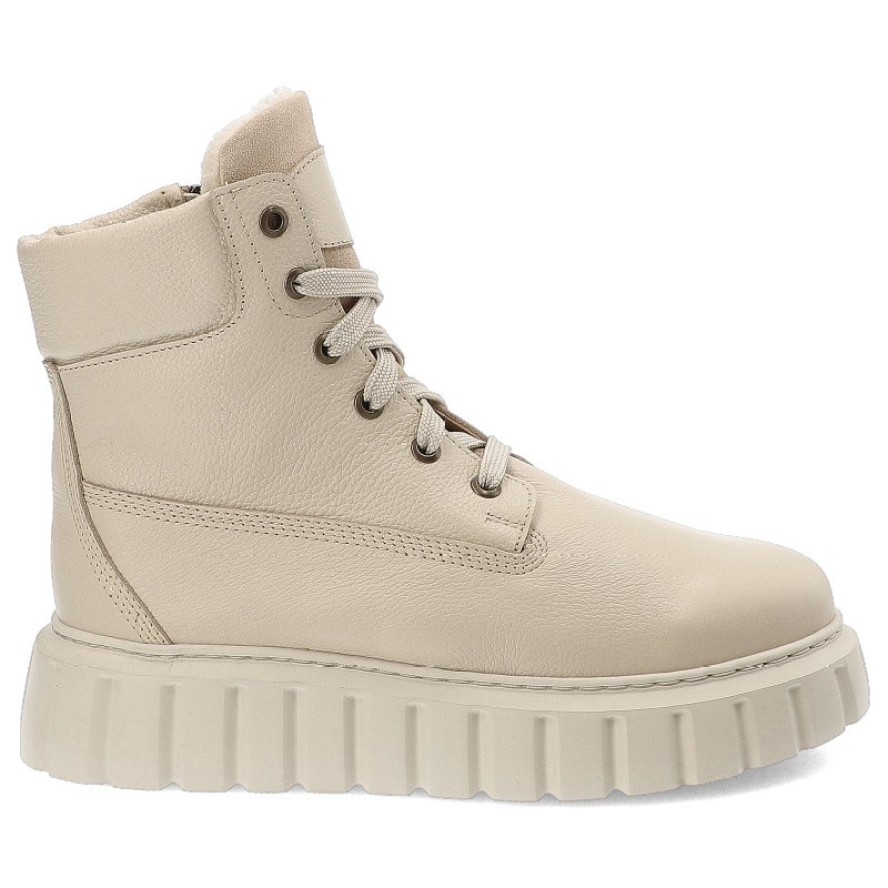 Beżowe Botki Armodo Modne Ocieplane Obuwie Damskie