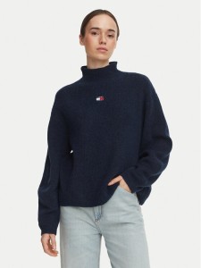 Tommy Jeans Sweter Badge DW0DW23349 Granatowy Relaxed Fit