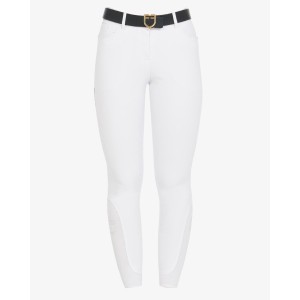 Equestro Dames Zomer Rijbroek Zenda Knie Grip Wit -