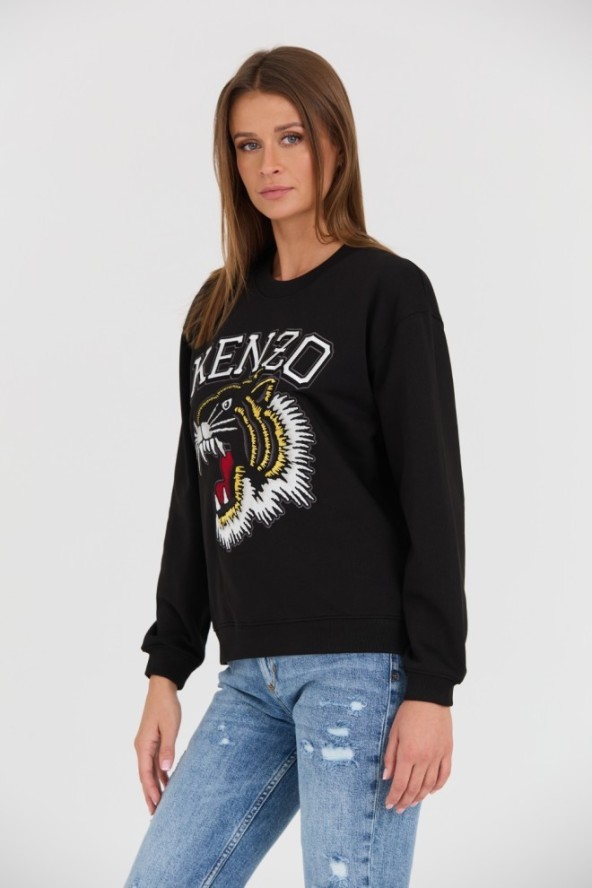 KENZO Czarna damska bluza TIGER VARSITY JUNGLE CREW-NEC, Rozmiar XS