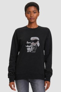 KARL LAGERFELD Czarna damska bluza z cyrkoniami Ikon Rs Duo, Rozmiar M