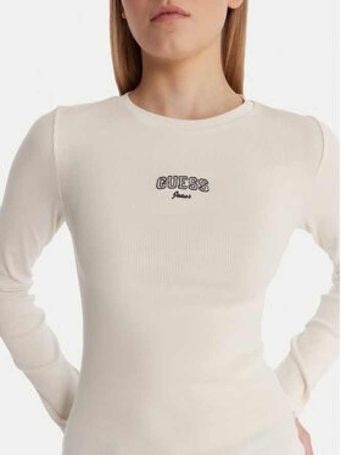 Guess Jeans Bluzka W6RP22 KA0H1 Écru Slim Fit