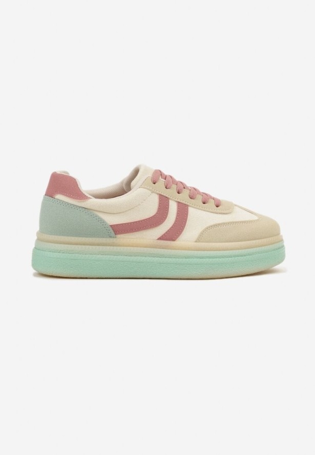 Jasnożółte Sneakersy Typu Kultowe Tenisówki na Niskiej Platformie Olritia
