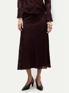 Vero Moda Spódnica midi Urshila 10336946 Bordowy Regular Fit
