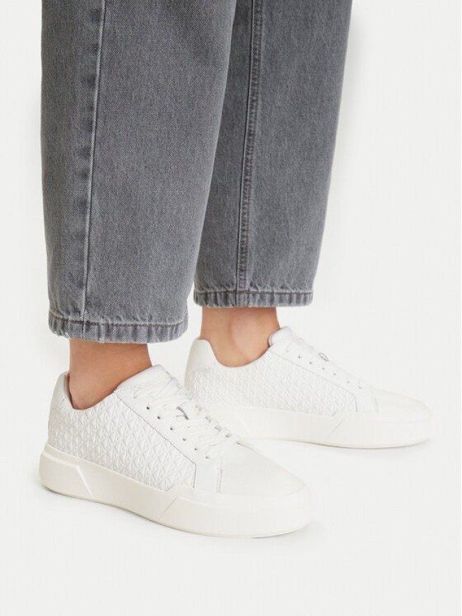 Calvin Klein Sneakersy Chunky Cupsole Laceup Lth Aop YW0YW02058 Biały