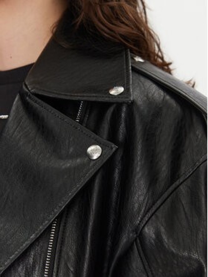 HUGO Kurtka z imitacji skóry Alipha-1 50530031 Czarny Relaxed Fit