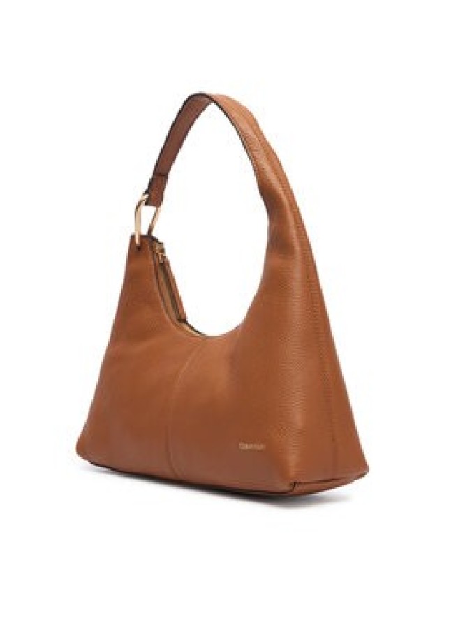 Calvin Klein Torebka Slouchy Leather Shoulder Bag LV04F3657G Brązowy jasny