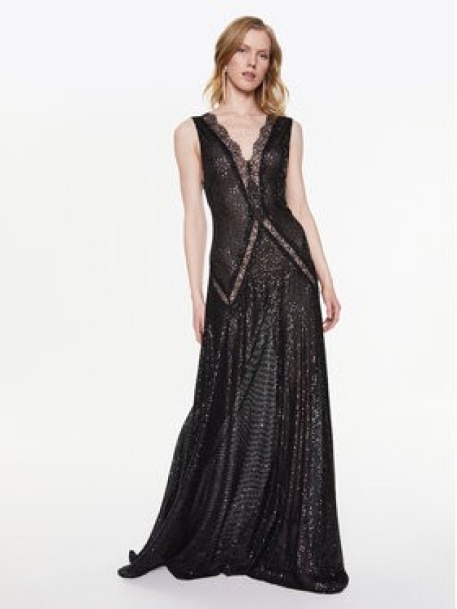 Elisabetta Franchi Sukienka wieczorowa AB-366-32E2-V740 Czarny Regular Fit