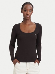 Guess Bluzka V4BP07 K8RT2 Brązowy ciemny Slim Fit