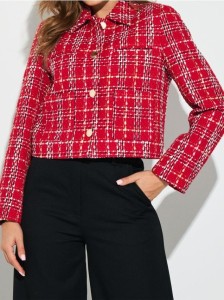 Żakiet w kratę - wielobarwny