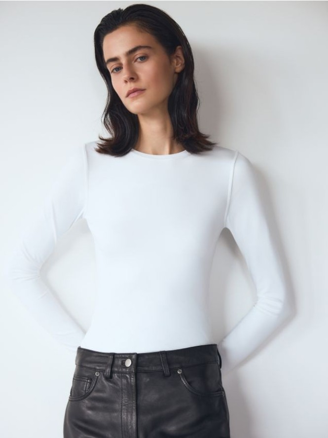 Gładki longsleeve - biały