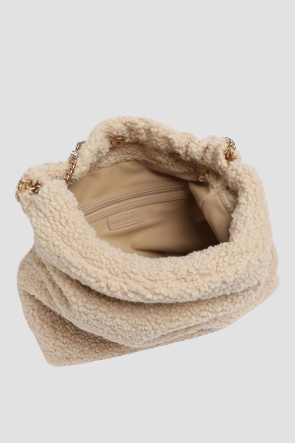 VALENTINO Duża beżowa damska torebka Qube Hobo Bag