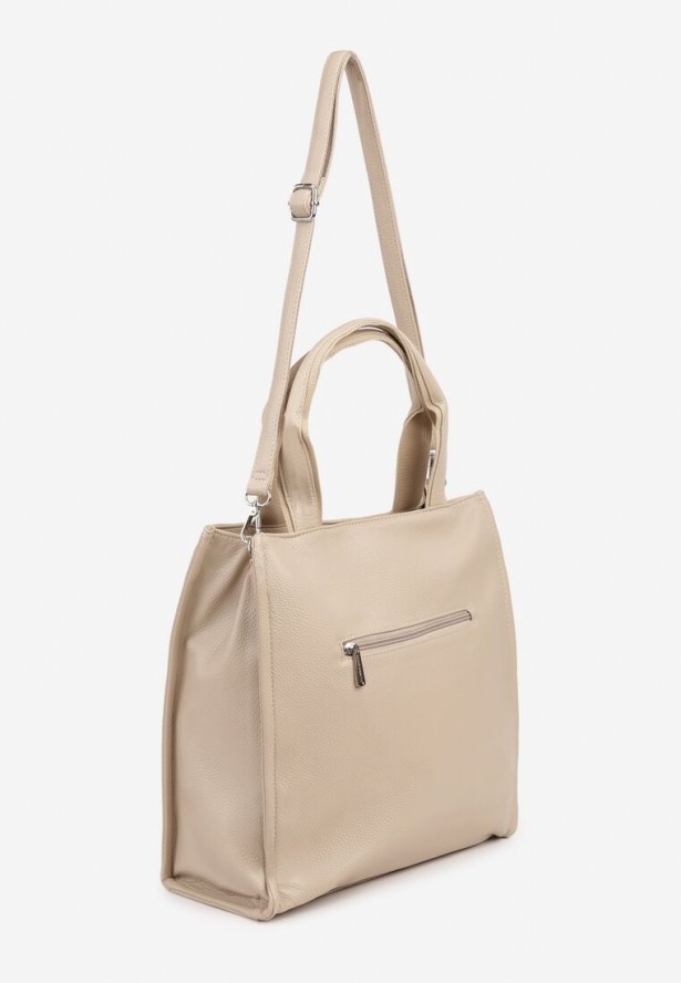 Ciemnobeżowa Torebka Tote z Regulowanym Paskiem w Komplecie Soriale