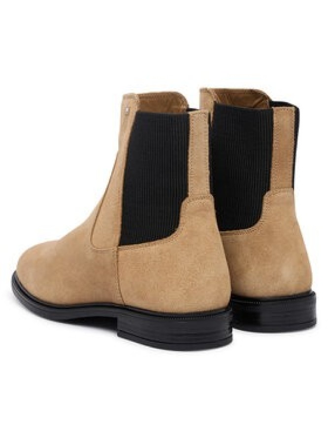 Tommy Hilfiger Sztyblety Enamel Flag Suede Ankle Chelsea FW0FW09575 Beżowy