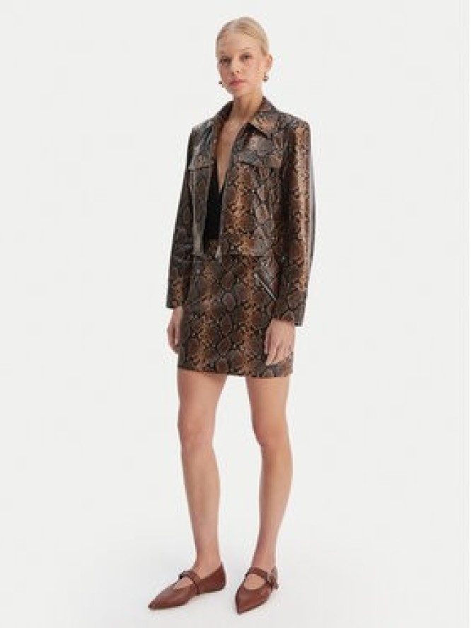 ONLY Spódnica z imitacji skóry Paris 15365493 Brązowy Slim Fit