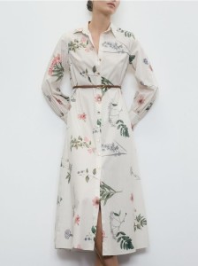 Koszulowa sukienka z paskiem - wielobarwny