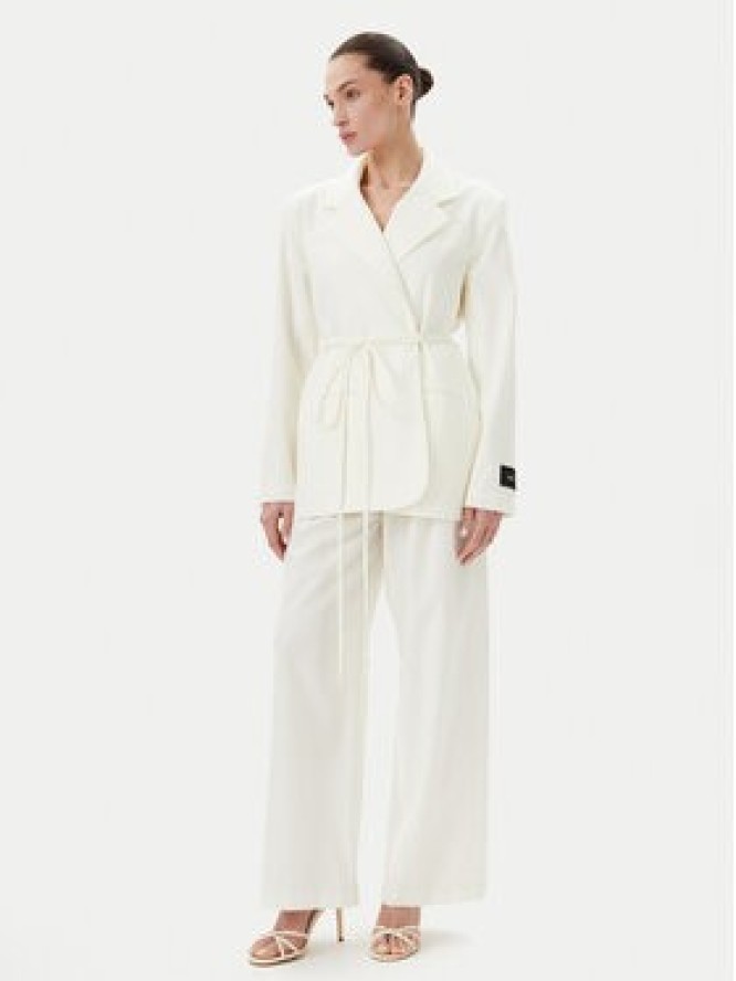 Eleh Spodnie palazzo ESS250005 Écru Regular Fit