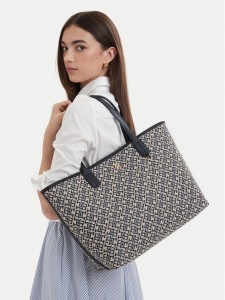 Tommy Hilfiger Torebka Th Icon Tote Jacquard AW0AW18889 Niebieski