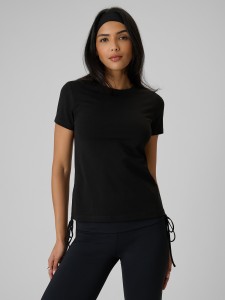 4F T-shirt slim gładki damski - czarny M