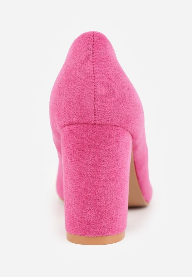 Fuksjowe Casualowe Czółenka na Słupku Vices z Wkładką ze Skóry Naturalnej Maidra