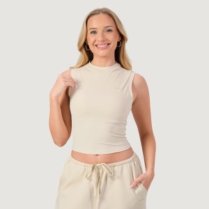 Top damski fitness slim bez rękawów z golfem NEO