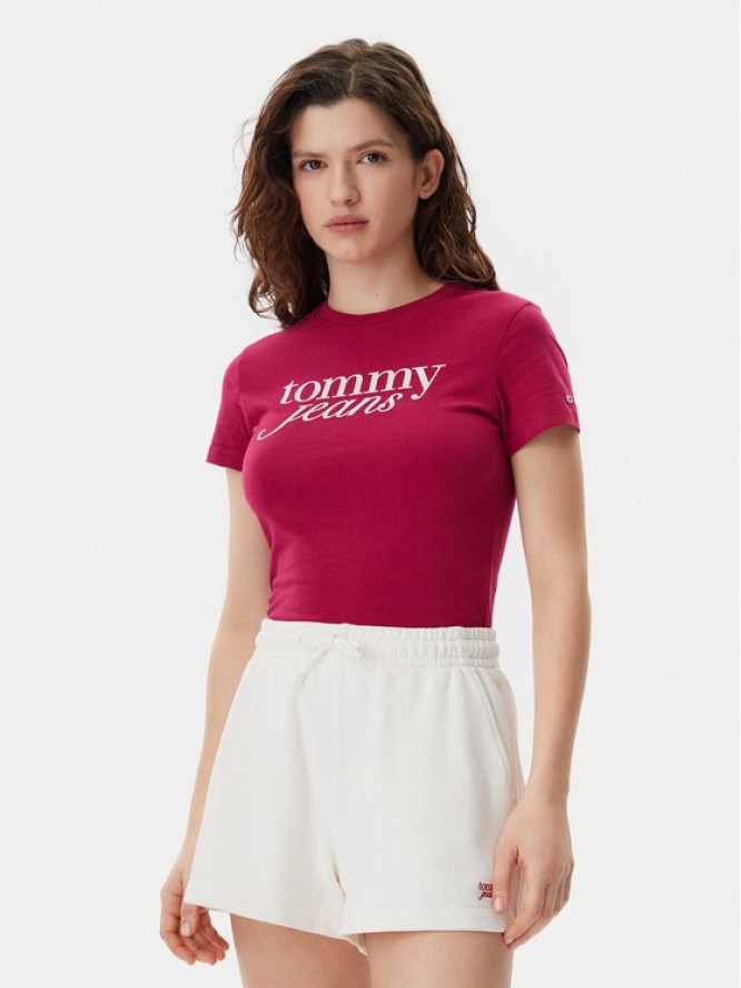 Tommy Jeans T-Shirt Essential DW0DW19447 Różowy Slim Fit