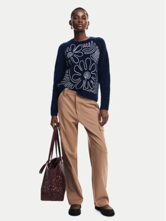 Desigual Sweter Cambridge 24WWJF68 Granatowy Regular Fit