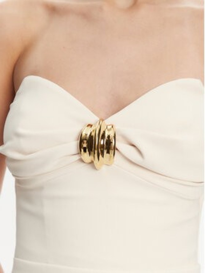 Elisabetta Franchi Sukienka koktajlowa AB-769-51E2 Écru Regular Fit