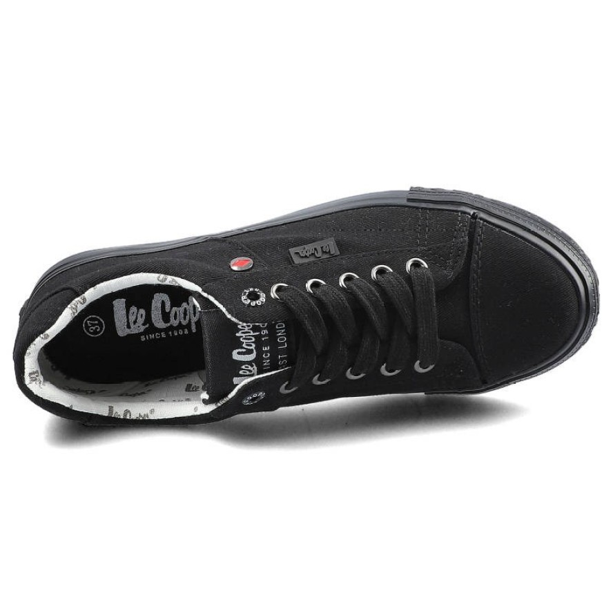 Trampki damskie Lee Cooper, sznurowany fason cholewka tekstylna niska cholewka przed kostkę gładka minimalistyczna forma gruba płaska podeszwa lekka