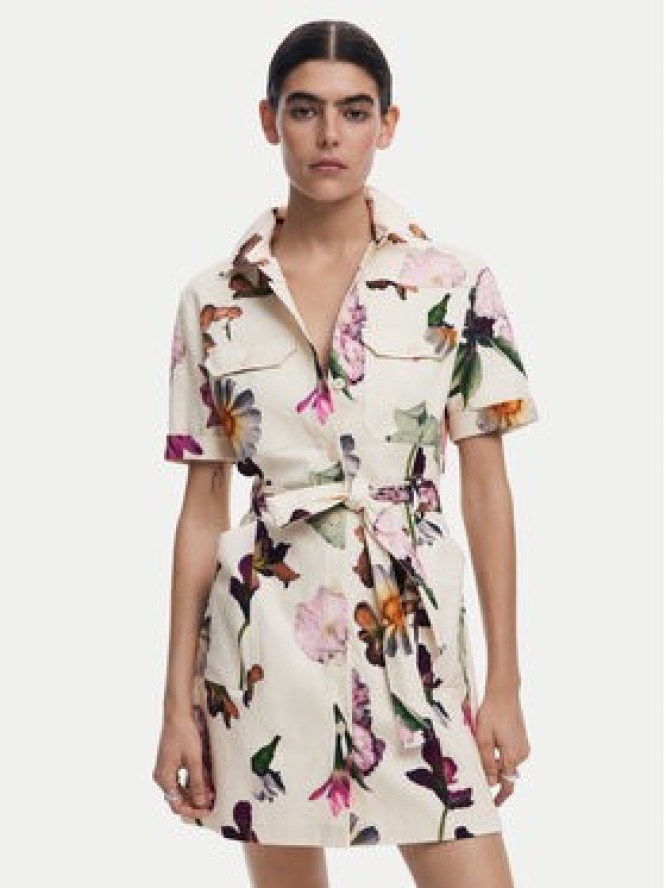 Desigual Sukienka koszulowa Monicawhite 25SWVW13 Écru Regular Fit