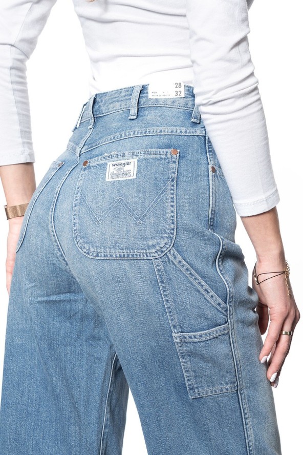 SPODNIE DAMSKIE WRANGLER MOM RELAX CARPENTER SUNFADE W26CQ3180 112128025