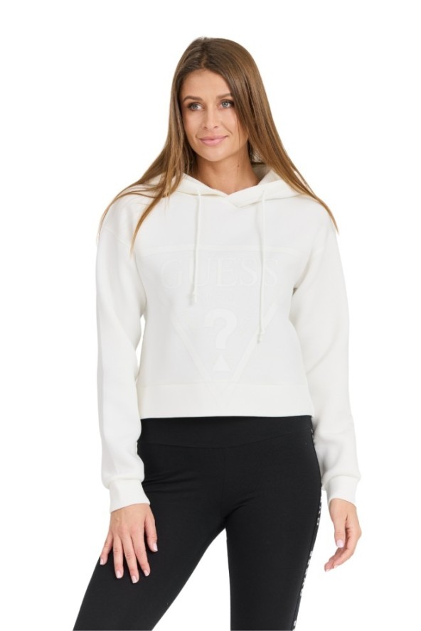 GUESS Biała damska bluza New Alisa z dużym logo, Rozmiar L