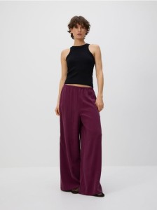 Luźne spodnie z wiskozą - burgundowy