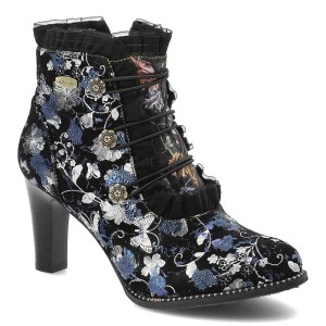 Czarne Botki Laura Vita Eleganckie Obuwie Damskie Na Obcasie