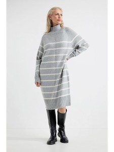 Josephine & Co Sukienka "Anika" w kolorze jasnoszaro-białym rozmiar: XXL