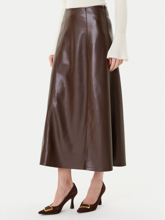 Simona Corsellini Spódnica z imitacji skóry A25CPGO00701 Brązowy Regular Fit