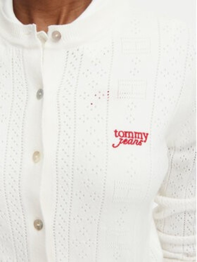 Tommy Jeans Kardigan Pointelle DW0DW22931 Biały Regular Fit