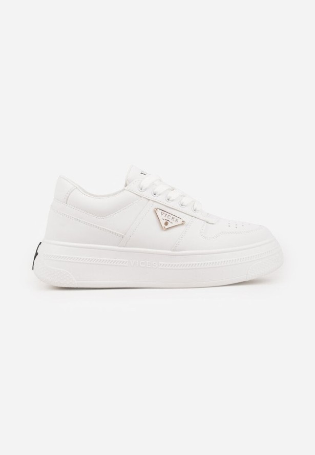 Białe Sneakersy Basic VICES na Platformie z Trójkątnym Zdobieniem Mellinata