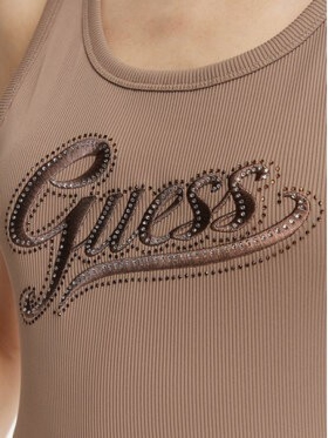 Guess Top W6YP30 K4380 Brązowy jasny Slim Fit