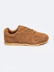 Sneakersy damskie ze skóry naturalnej zamszowej brązowe RR274821 802