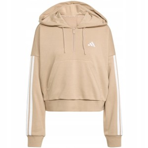 Bluza damska Essentials 3-Stripes French Terry Hoodie Quarter Zip
